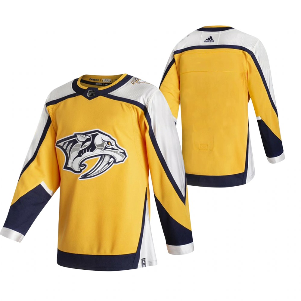 2021 Adidias Nashville Predators Blank Yellow Men Reverse Retro Alternate NHL Jersey